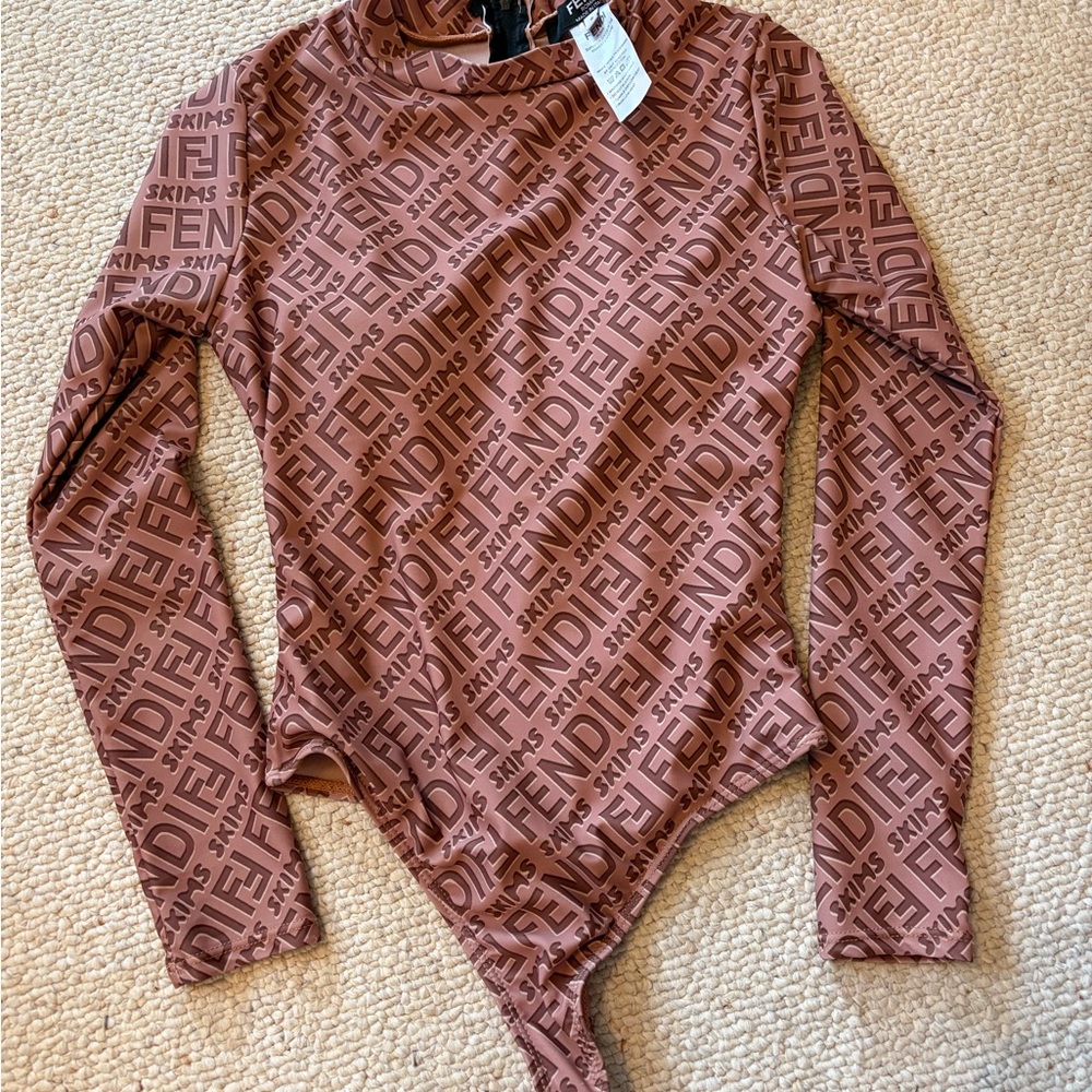 Fendi x Skims Chocolate Logo Print Bodysuit SOLD OUT